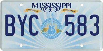 MS license plate BYC583