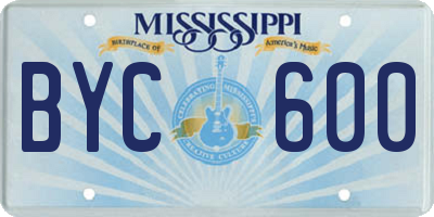 MS license plate BYC600