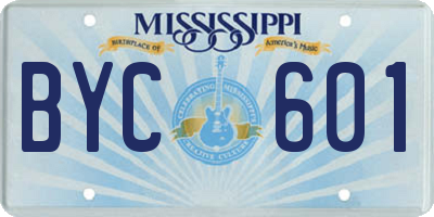 MS license plate BYC601