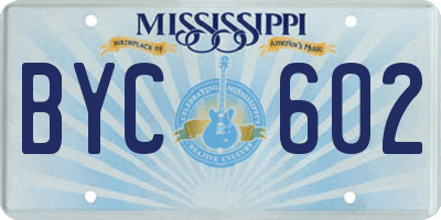 MS license plate BYC602