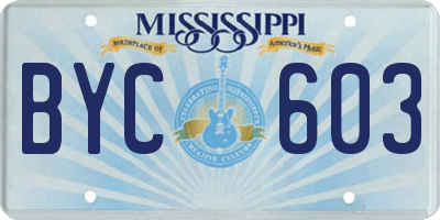 MS license plate BYC603