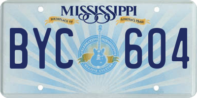 MS license plate BYC604