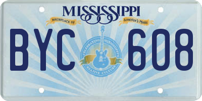 MS license plate BYC608