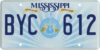 MS license plate BYC612