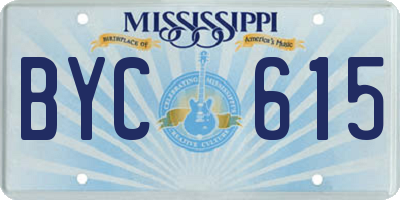 MS license plate BYC615