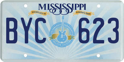 MS license plate BYC623