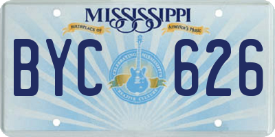 MS license plate BYC626