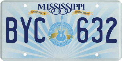 MS license plate BYC632