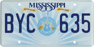 MS license plate BYC635