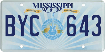 MS license plate BYC643