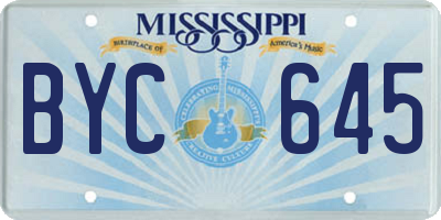 MS license plate BYC645