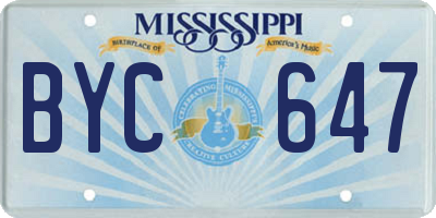 MS license plate BYC647