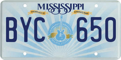 MS license plate BYC650