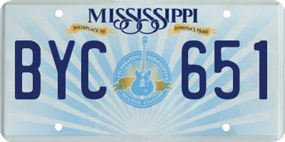MS license plate BYC651