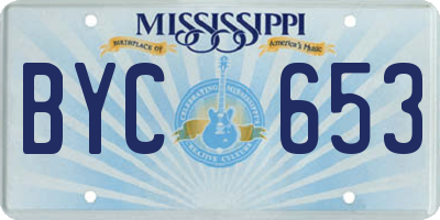 MS license plate BYC653