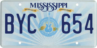 MS license plate BYC654