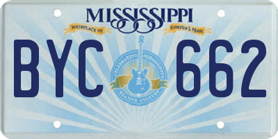 MS license plate BYC662