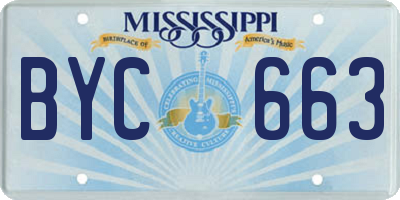 MS license plate BYC663