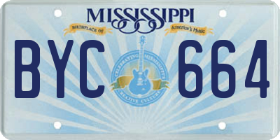 MS license plate BYC664