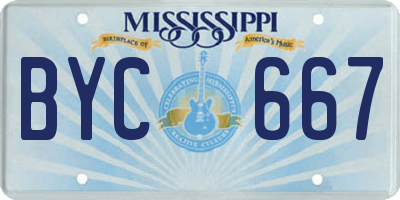 MS license plate BYC667