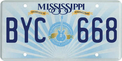 MS license plate BYC668
