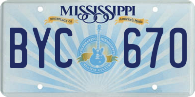 MS license plate BYC670