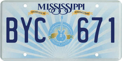 MS license plate BYC671