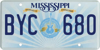 MS license plate BYC680