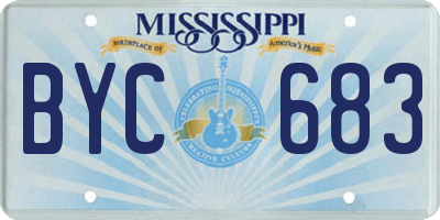 MS license plate BYC683