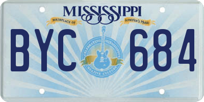 MS license plate BYC684