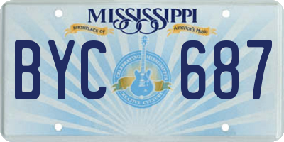 MS license plate BYC687