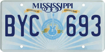 MS license plate BYC693