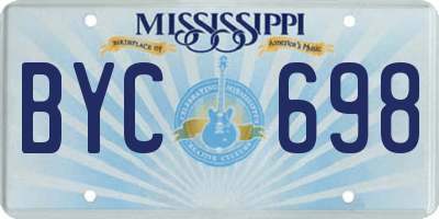 MS license plate BYC698