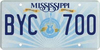 MS license plate BYC700