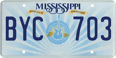 MS license plate BYC703