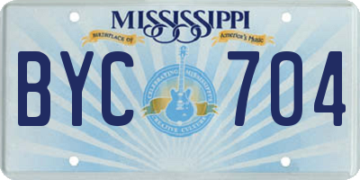 MS license plate BYC704