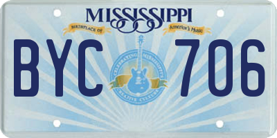 MS license plate BYC706