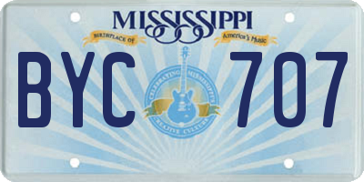 MS license plate BYC707