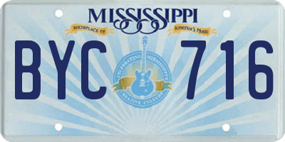 MS license plate BYC716