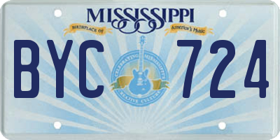 MS license plate BYC724
