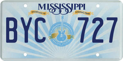 MS license plate BYC727