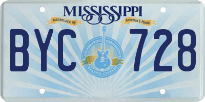 MS license plate BYC728