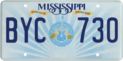 MS license plate BYC730