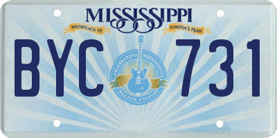 MS license plate BYC731