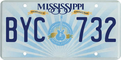 MS license plate BYC732