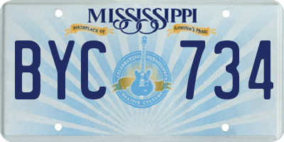 MS license plate BYC734
