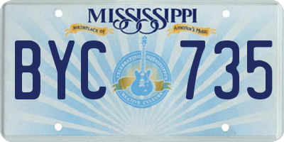 MS license plate BYC735