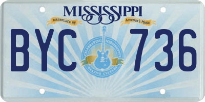 MS license plate BYC736