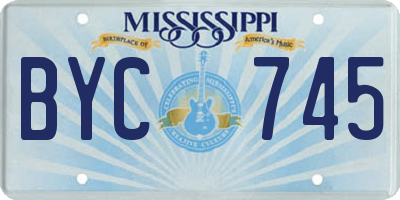 MS license plate BYC745