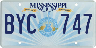 MS license plate BYC747